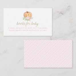 Pompoen Baby Shower Roze Bloem Boeken voor baby Informatiekaartje
