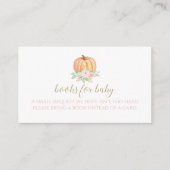 Pompoen Baby shower Roze Bloemen Boeken voor baby Informatiekaartje (Voorkant)