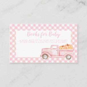 Pompoen Baby Shower Roze Geruite Boeken voor Baby Informatiekaartje