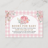 Pompoen Baby shower Roze Herfst Boeken voor Baby Informatiekaartje (Voorkant)