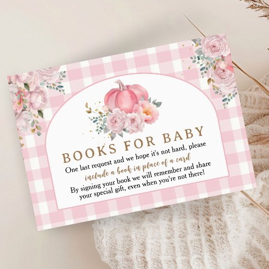 Pompoen Baby shower Roze Herfst Boeken voor Baby Informatiekaartje