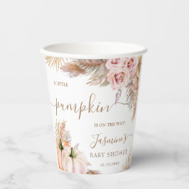 Pompoen Baby shower Roze Meisje Bloemen Pompoen Papieren Bekers