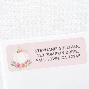 Pompoen Baby shower Roze Retour Adres Etiket