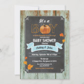 Pompoen baby shower rustiek houten krijtbord kaart (Voorkant)