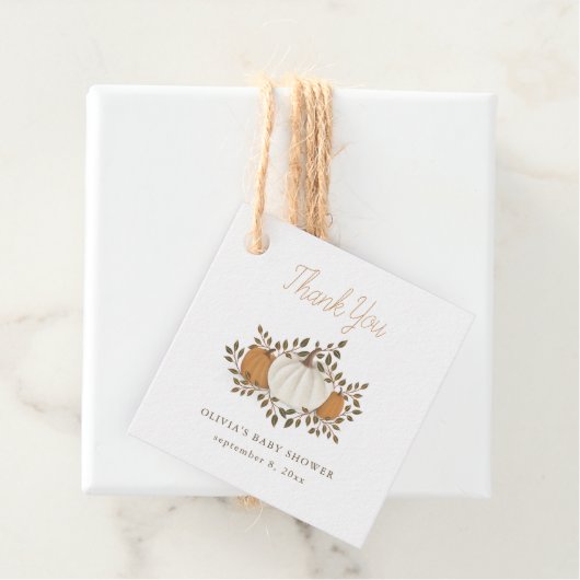 Pompoen Baby shower rustiek Sinaasappel Dank u Bedankjes Labels (In situ)