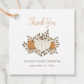 Pompoen Baby shower rustiek Sinaasappel Dank u Bedankjes Labels (Voorkant)