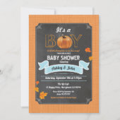 Pompoen baby shower rustieke burlap krijtbord kaart (Voorkant)