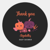 Pompoen Baby shower Schattige Black Halloween Ronde Sticker (Voorkant)