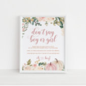 Pompoen Baby shower spel niet zeggen jongen of mei Poster