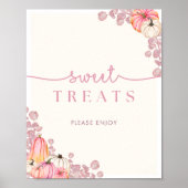 Pompoen Baby shower Sweet Treats Sign Poster (Voorkant)