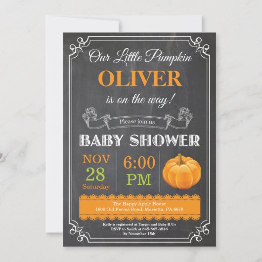 Pompoen Baby Shower Uitnodiging (Voorkant)