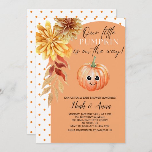 pompoen baby shower uitnodiging (Voorkant / Achterkant)