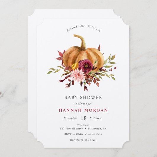 Pompoen Baby shower uitnodiging (Voorkant / Achterkant)