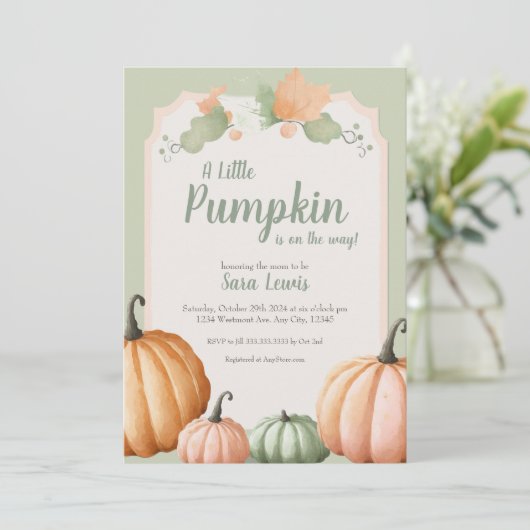 Pompoen Baby shower uitnodiging (Staand voorkant)