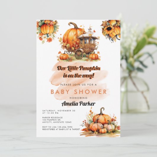 Pompoen Baby shower uitnodiging