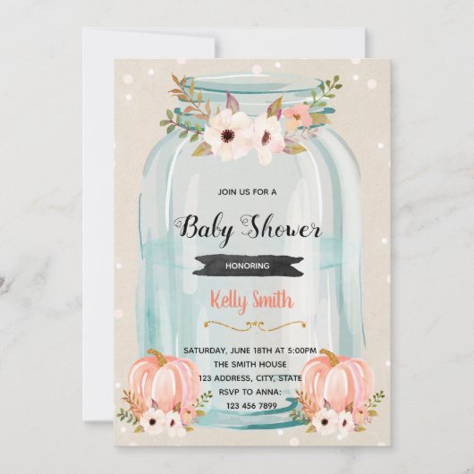 pompoen baby shower uitnodiging (Voorkant)