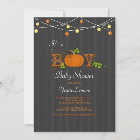 Pompoen Baby Shower Uitnodiging (Voorkant)