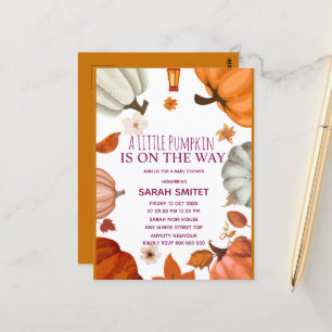 Pompoen baby shower uitnodiging, Een klein pompoen Briefkaart