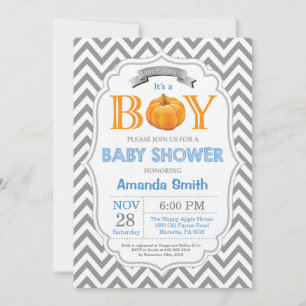 Pompoen Baby Shower Uitnodiging Herfst Jongen