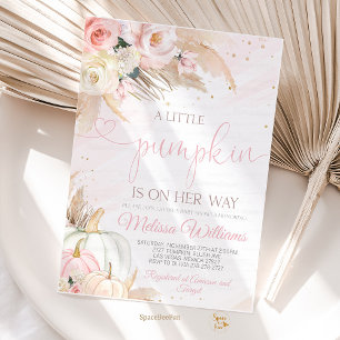 Pompoen Baby shower Uitnodiging Meisje, Boho Pampa