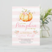 Pompoen Baby shower Uitnodiging Roze Goud Pompoen (Staand voorkant)