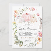 Pompoen Baby shower Uitnodiging, roze Pompoen uitn Kaart (Voorkant)