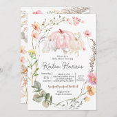 Pompoen Baby shower Uitnodiging, roze Pompoen uitn Kaart (Voorkant / Achterkant)