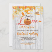 Pompoen baby shower uitnodiging rustiek hout (Voorkant)