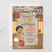 Pompoen baby shower uitnodiging rustiek hout (Voorkant)
