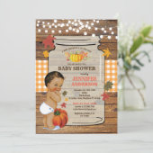 Pompoen baby shower uitnodiging rustiek hout (Staand voorkant)