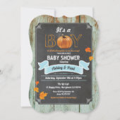 Pompoen baby shower uitnodiging rustieke houten kr (Voorkant)