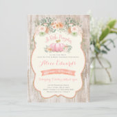 Pompoen Baby shower Uitnodiging Rustieke Pompoen (Staand voorkant)