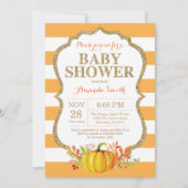 Pompoen Baby shower Uitnodiging Sinaasappel en Gou (Voorkant)