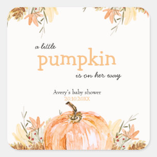 Pompoen Baby Shower Vierkante Sticker