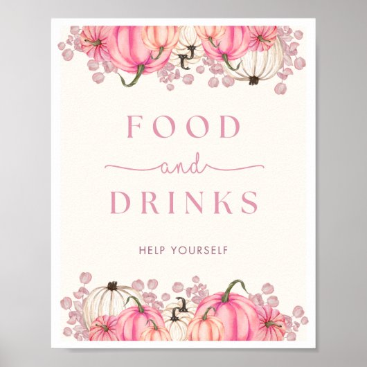 Pompoen Baby shower Voedsel & Drinken Teken Poster (Voorkant)