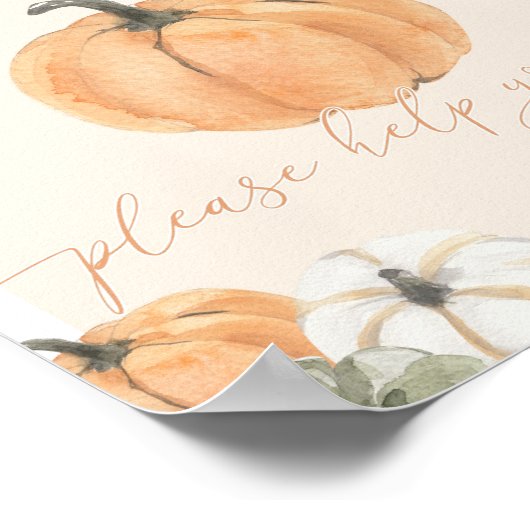 Pompoen Baby shower Voedsel Teken Poster