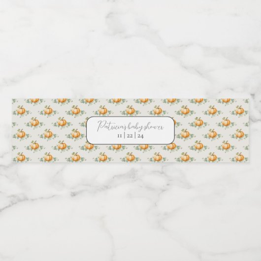 Pompoen Baby shower Waterflesetiketten Waterfles Etiket (Enkel label)