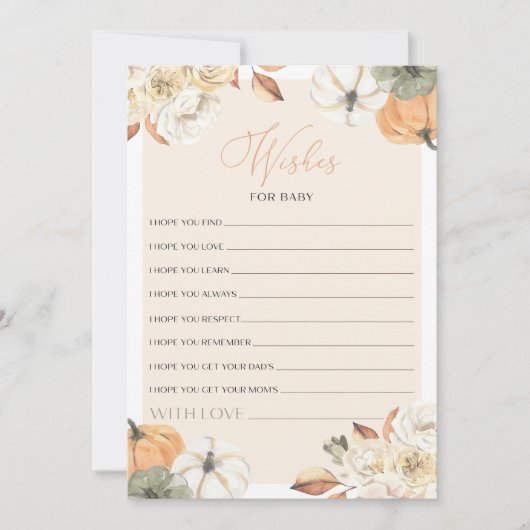 Pompoen Baby shower Wensen voor Baby Game Kaart (Voorkant)