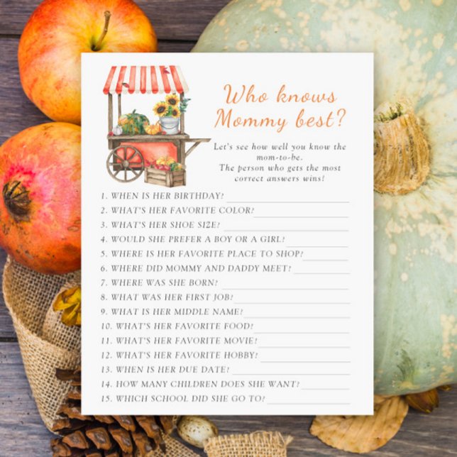 Pompoen baby shower Wie kent mama beste spel (Creator heeft geüpload)