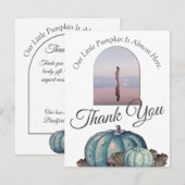 Pompoen Baby shower Wit Blauw Waterverf Bedankkaart (Voorkant / Achterkant)