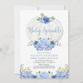 Pompoen baby sprinkle blauw wit jongen baby shower kaart (Voorkant)