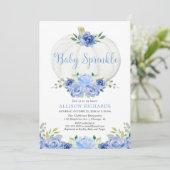 Pompoen baby sprinkle blauw wit jongen baby shower kaart (Staand voorkant)