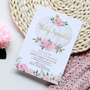Pompoen baby strooi roze gouden meisje baby shower kaart