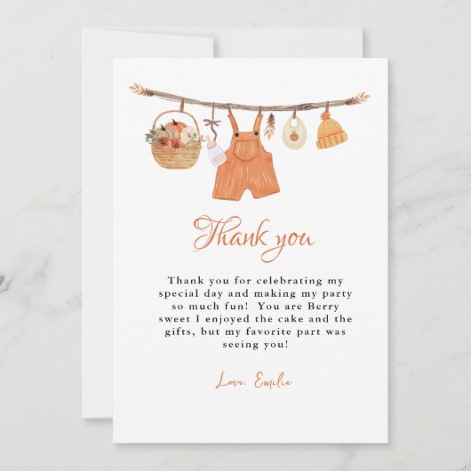 Pompoen babykleding Baby shower Dank u kaart (Voorkant)