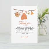 Pompoen babykleding Baby shower Dank u kaart (Staand voorkant)