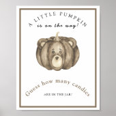 Pompoen babyshower Raad hoeveel snoepjes Poster (Voorkant)