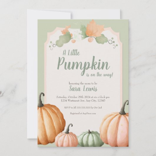 Pompoen babyshower uitnodiging (Voorkant)