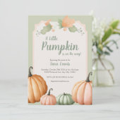 Pompoen babyshower uitnodiging (Staand voorkant)