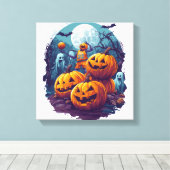 Pompoen Basketbal Showdown Canvas Afdruk (Insitu (Houten vloer))