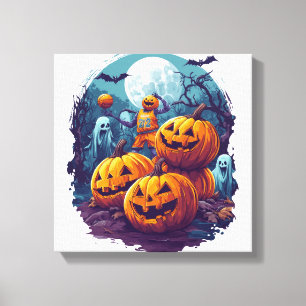 Pompoen Basketbal Showdown Canvas Afdruk